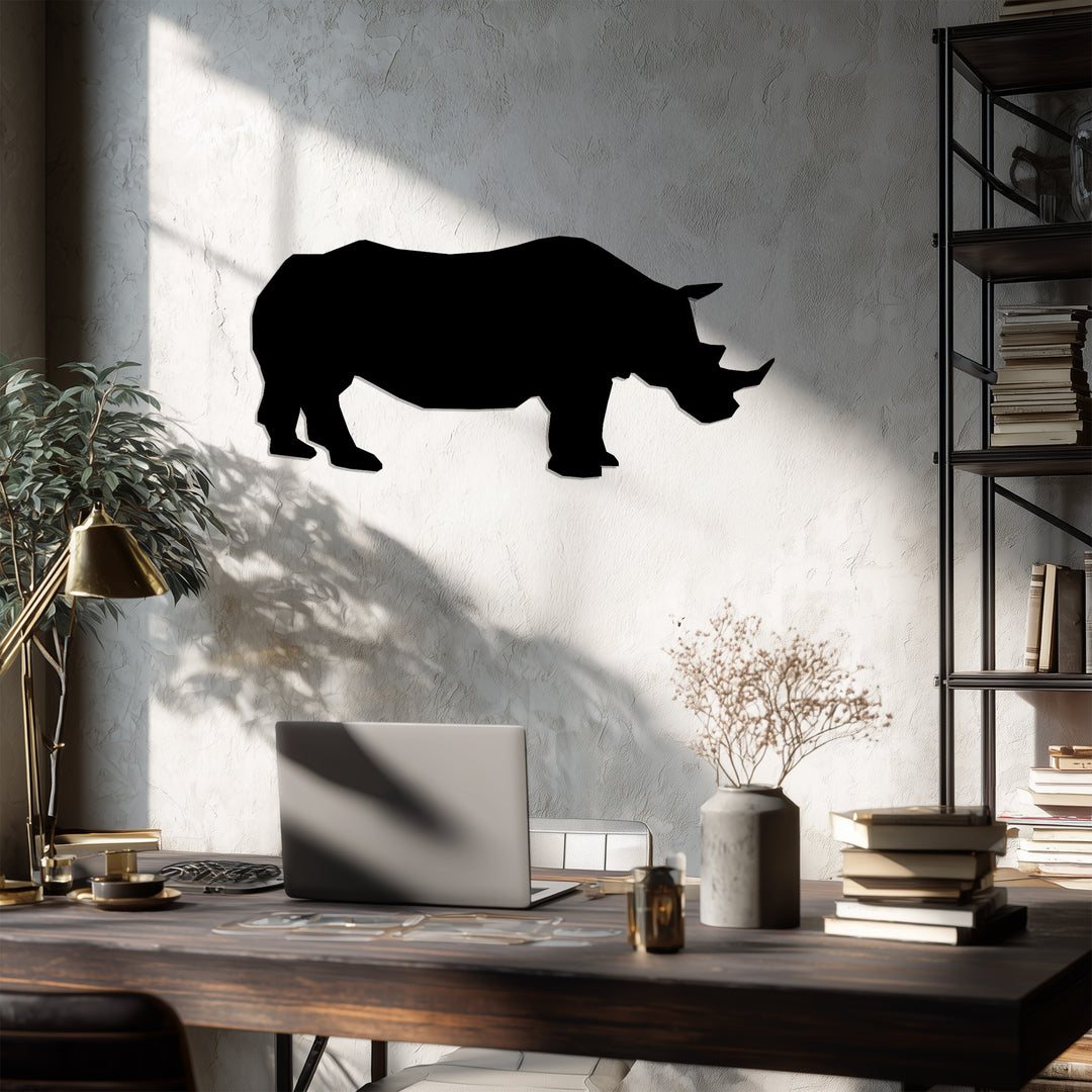 Rhino Silhouette – Wildlife Inspired Metal Wall Art