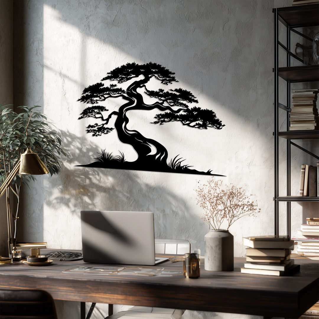 Zen Harmony Bonsai – Japanese Tree Metal Wall Art