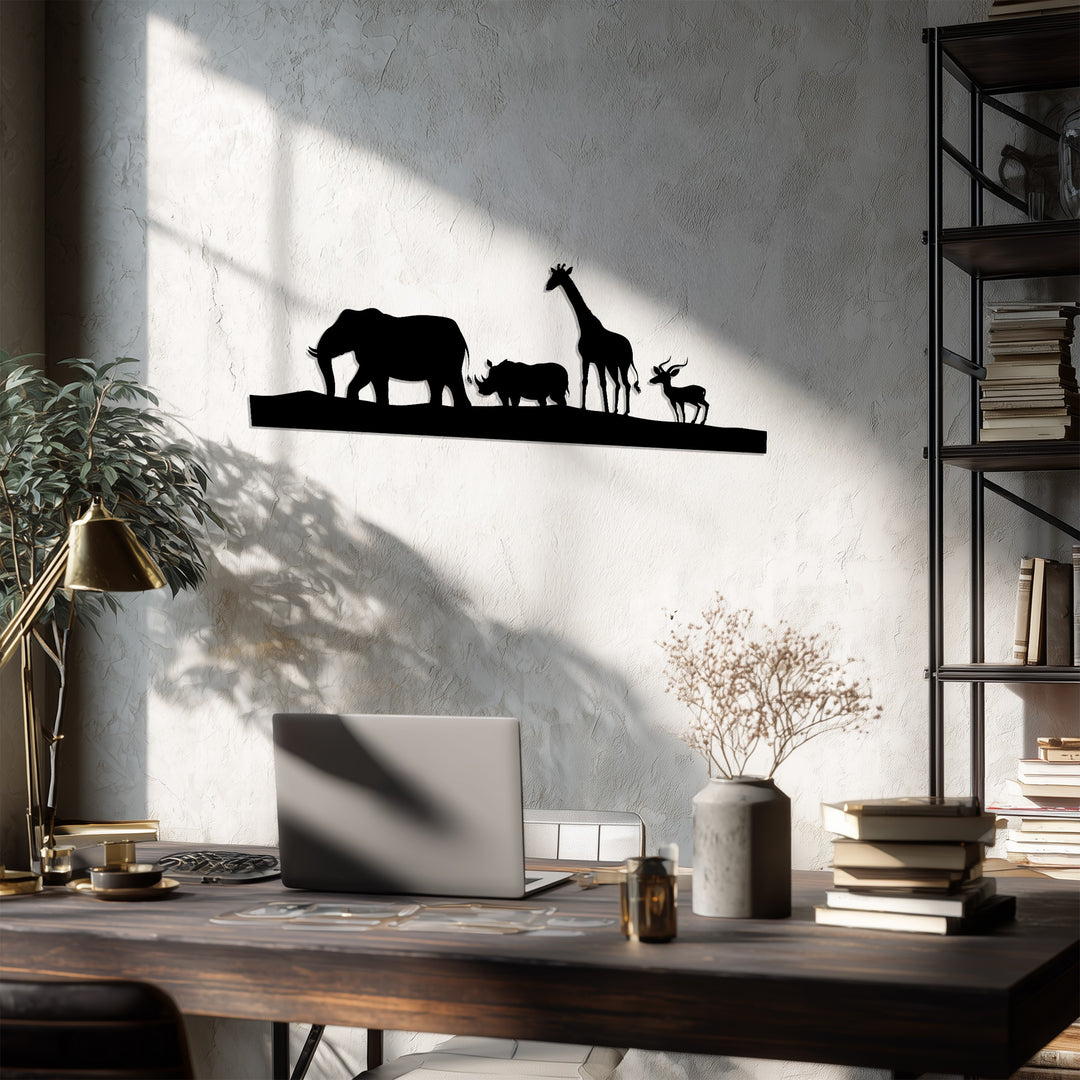 Safari Wildlife Silhouette – African Animals Metal Wall Art