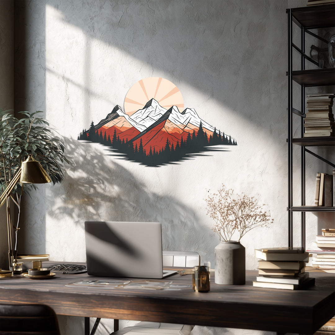 Majestic Peaks – Sunset Mountain Landscape Metal Wall Art