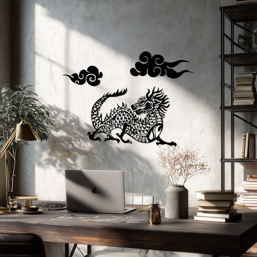 Oriental Red Dragon Metal Wall Art – Mythical Asian Décor