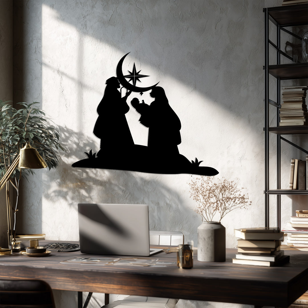 Faith-inspired Nativity Scene metal wall decoration
