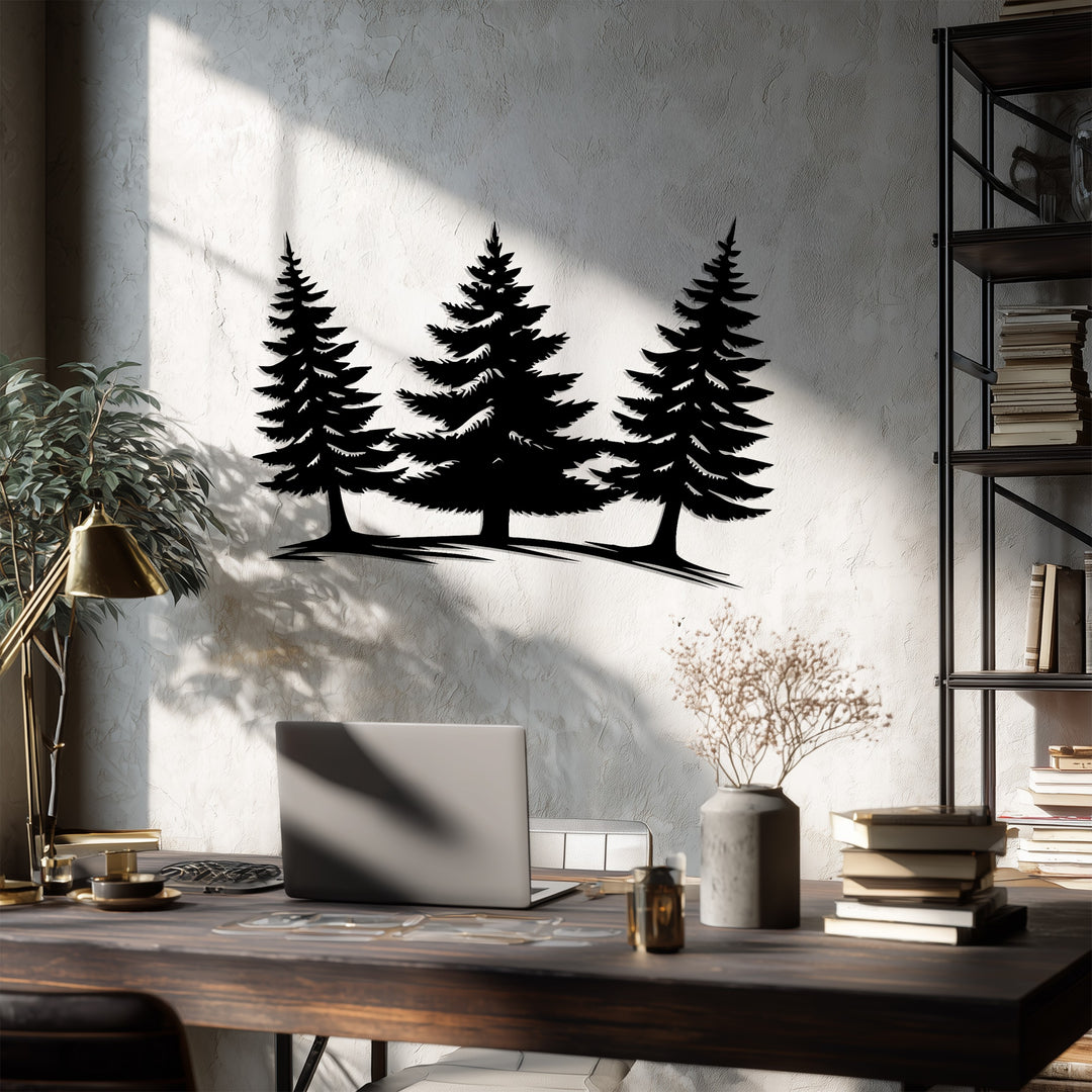 Evergreen Serenity – Pine Forest Metal Wall Art