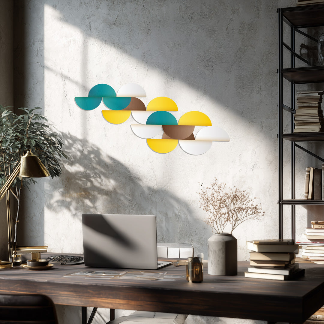 Modern Geometric Circles Metal Wall Art – Abstract Minimalist Home Decor