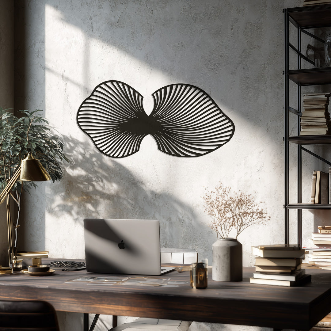 Black Abstract Wings Metal Wall Art – Modern Symmetry Décor