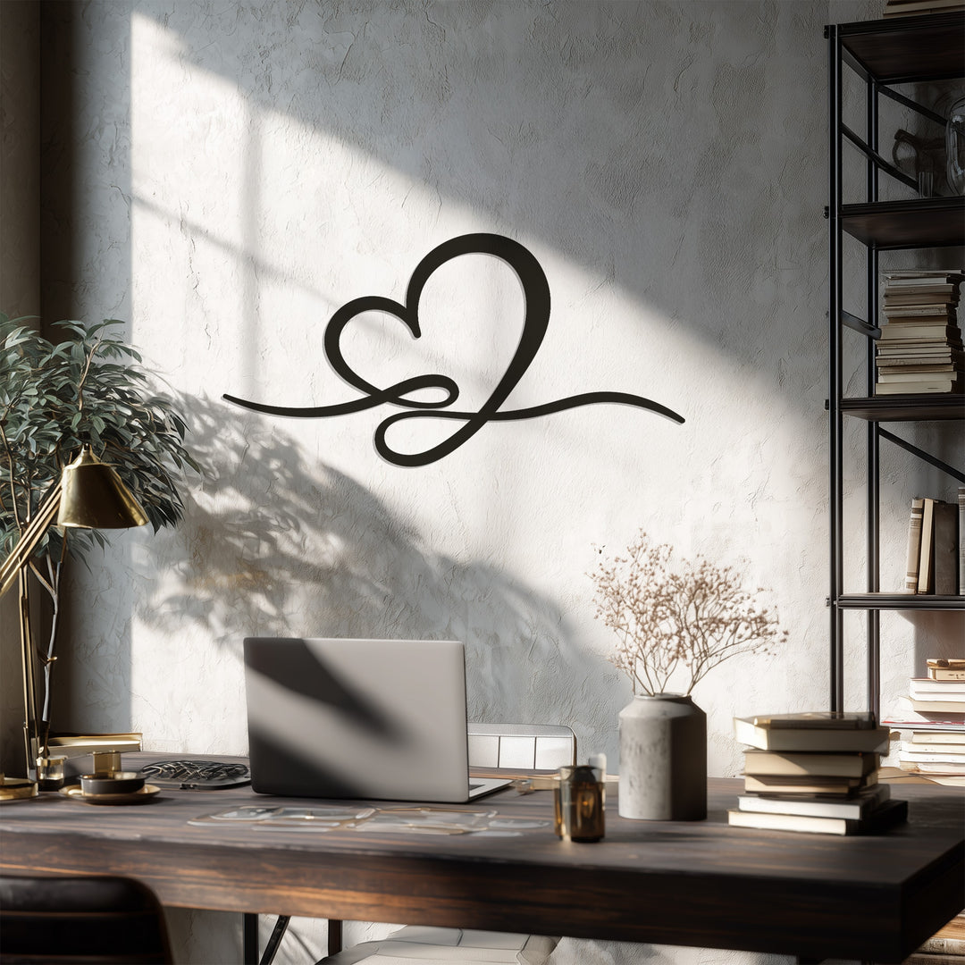 Heart Line – Minimalist Love Metal Wall Art