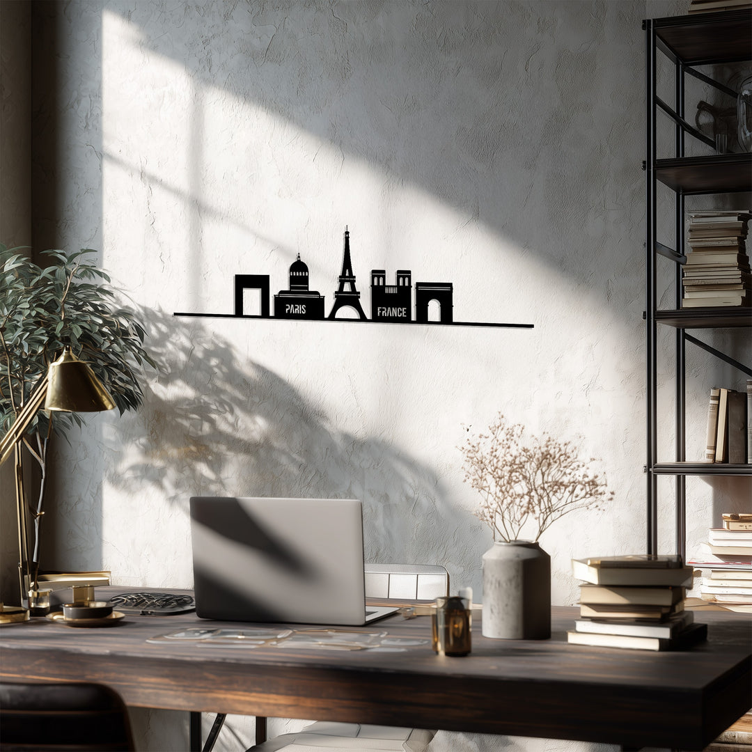 Modern Paris cityscape metal wall art