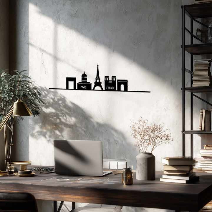 Modern Paris cityscape metal wall art