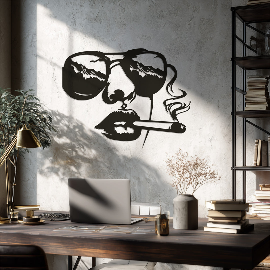 Smoky Reflections – Modern Abstract Face Metal Wall Art