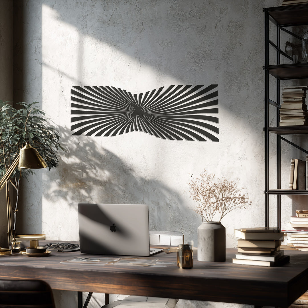 Optical Illusion Metal Wall Art – Modern Black Geometric Décor