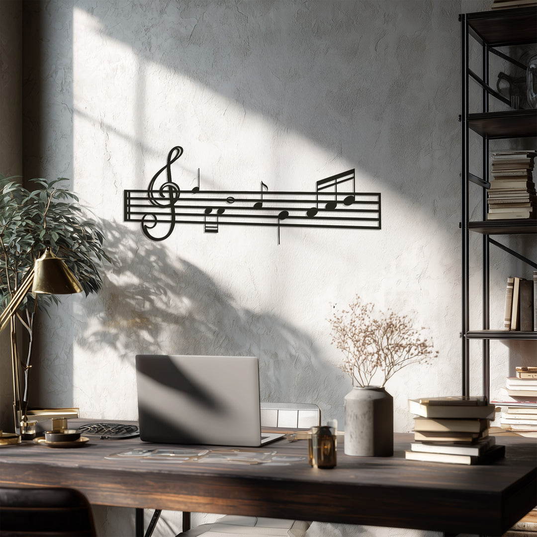 Musical Staff Notes – Classic Metal Wall Art