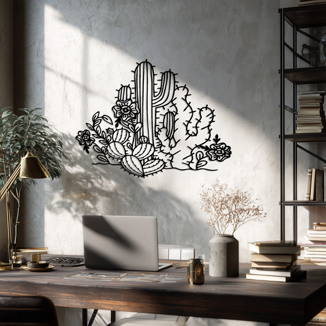 Desert Bloom – Cactus Garden Metal Wall Art