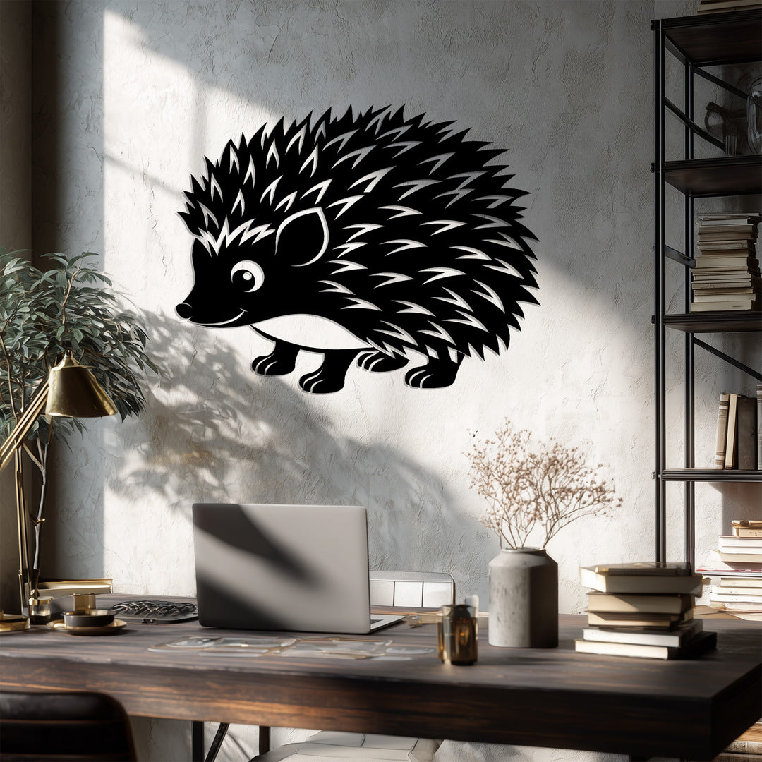 Cute Hedgehog Silhouette – Animal Metal Wall Art