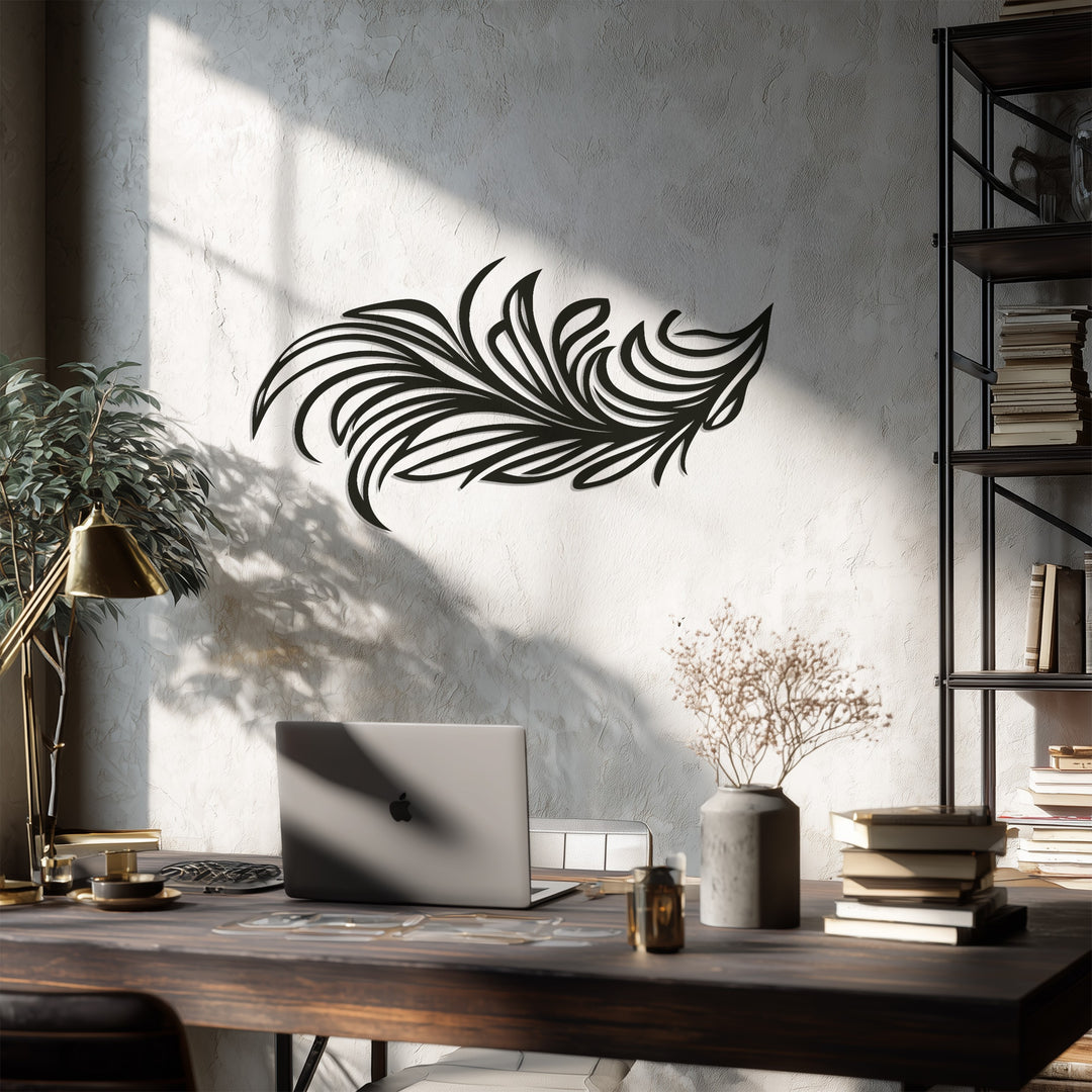 Flowing Feather Art – Abstract Metal Wall Art