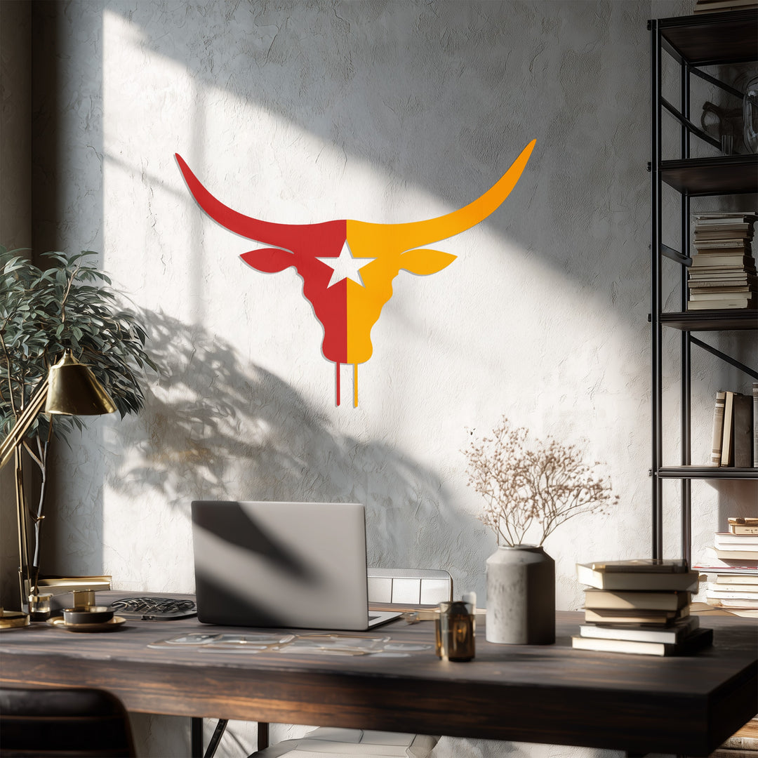 تكساس لونغ هورن ستار – غربي فن جداري معدني