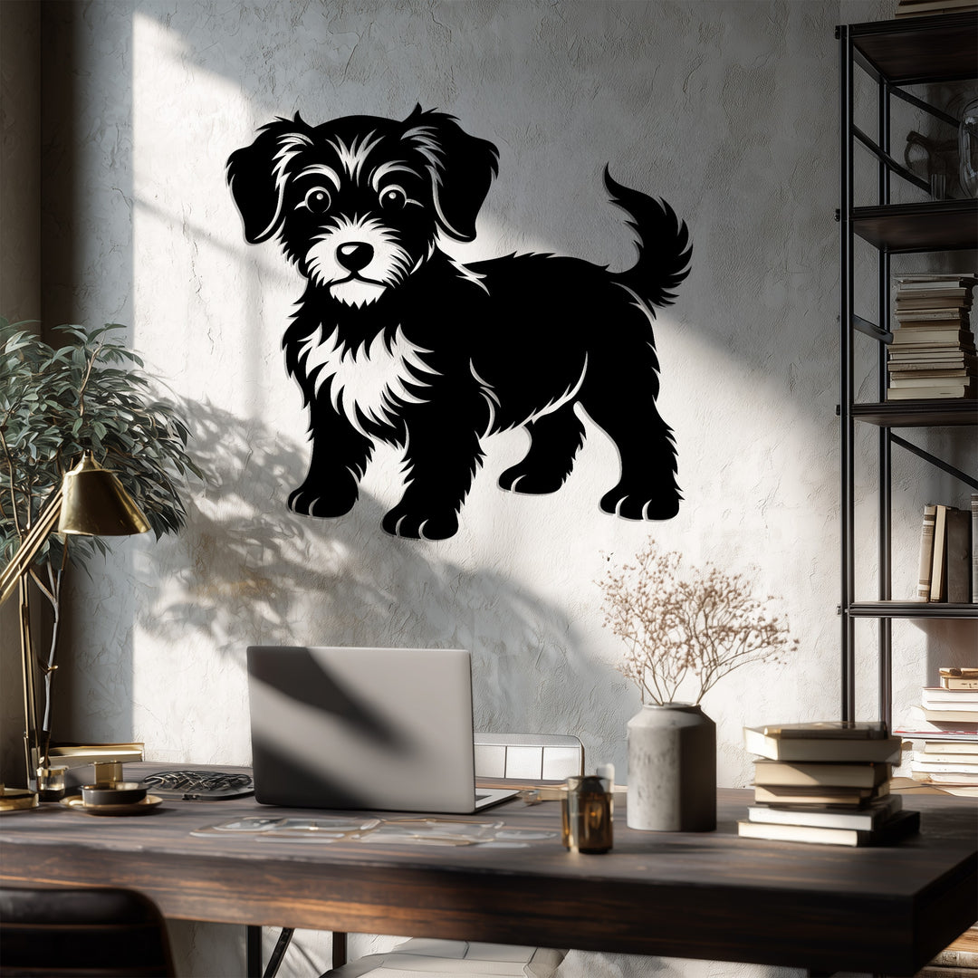 Playful Puppy Silhouette – Dog Metal Wall Art