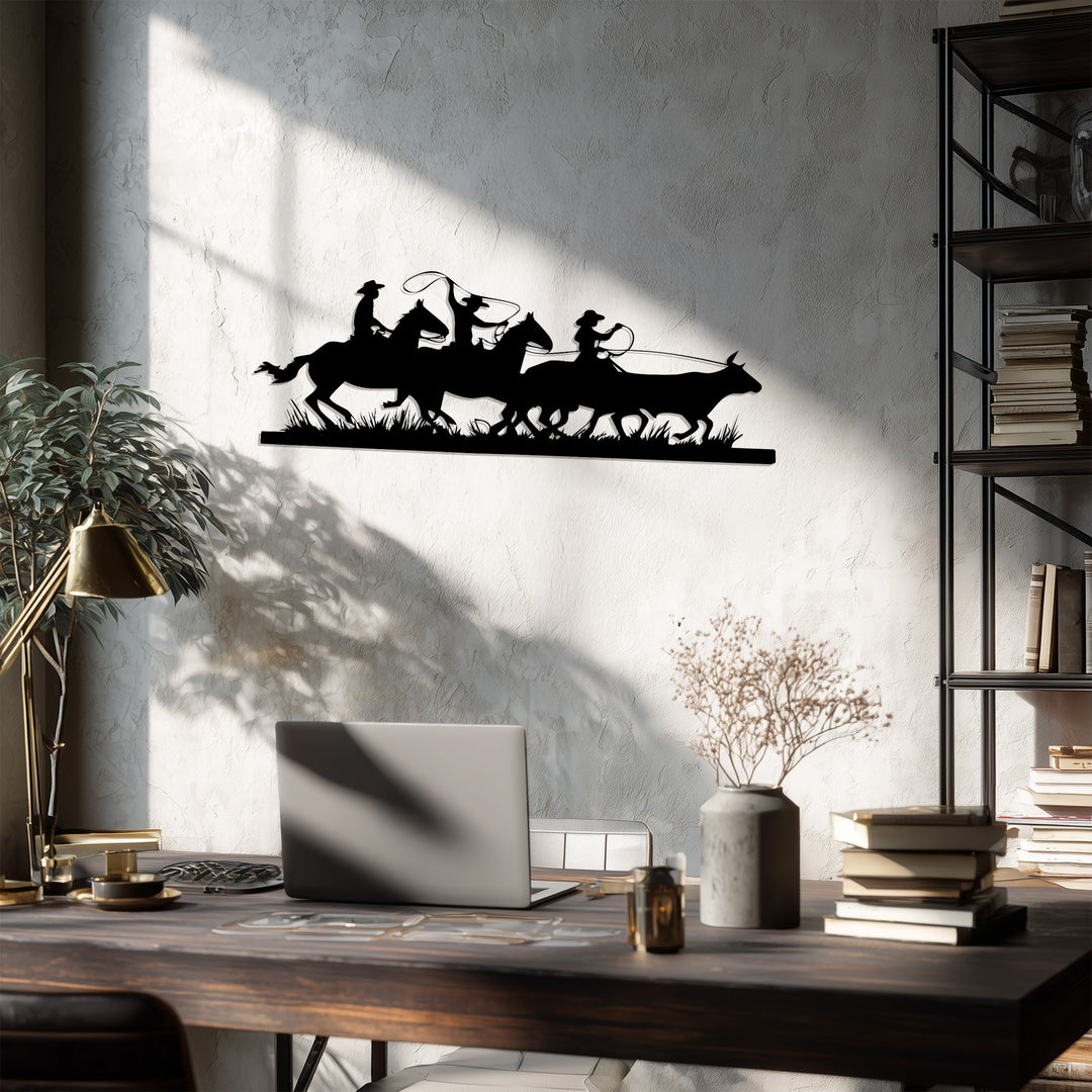 Western Cowboy Silhouette – Horse & Rodeo Metal Wall Art