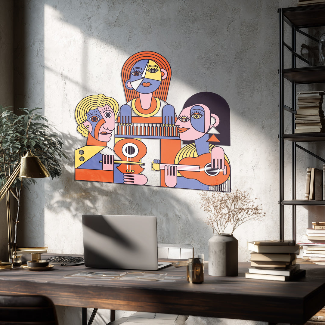 Rhythms of Abstraction – Cubist Musicians Ensemble Metal Wall Art