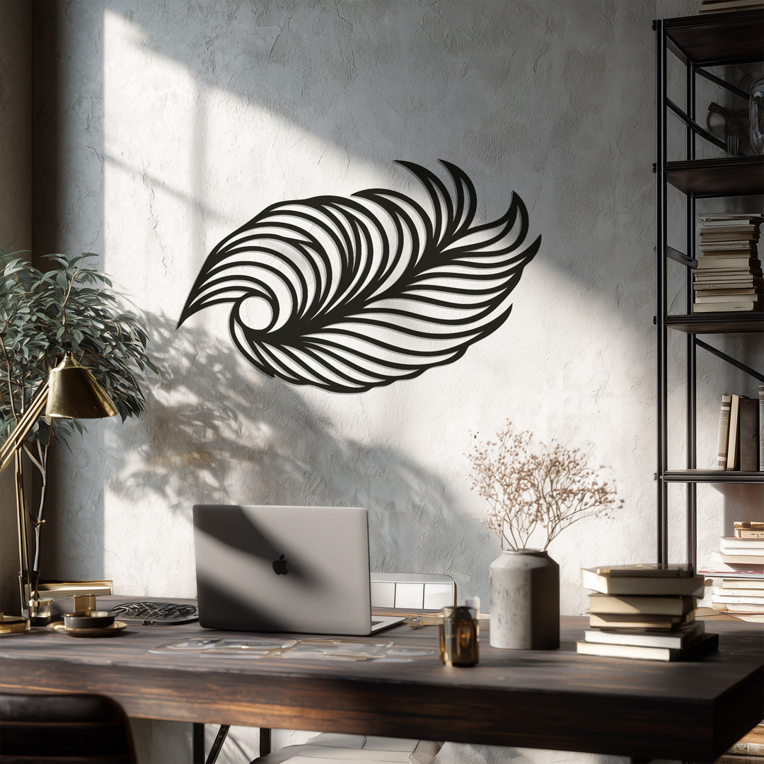 Ethereal Feather Flow – Abstract Metal Wall Art