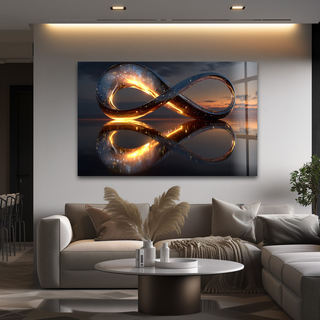 Eternal Horizon Loop – Illuminated Infinity Sculpture Glass Wall Art