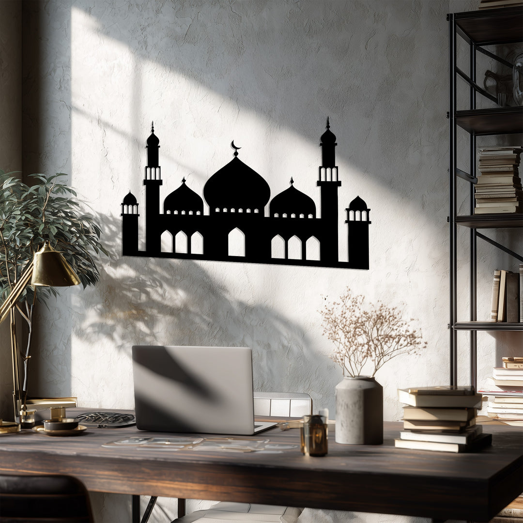 Crescent moon mosque metal art