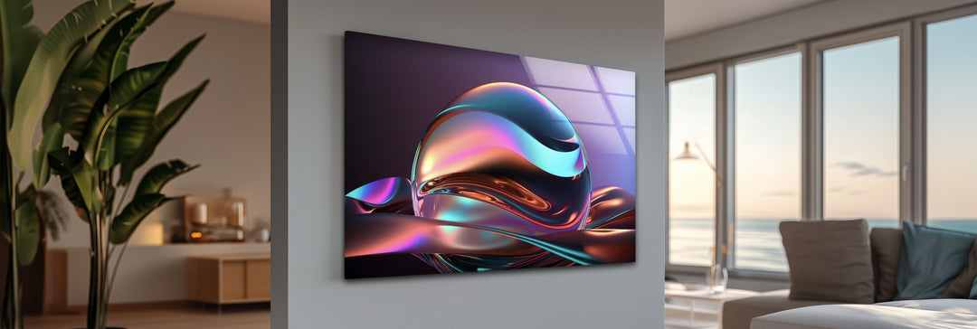 Spectrum Orb Reflection – Iridescent Sphere Glass Wall Art