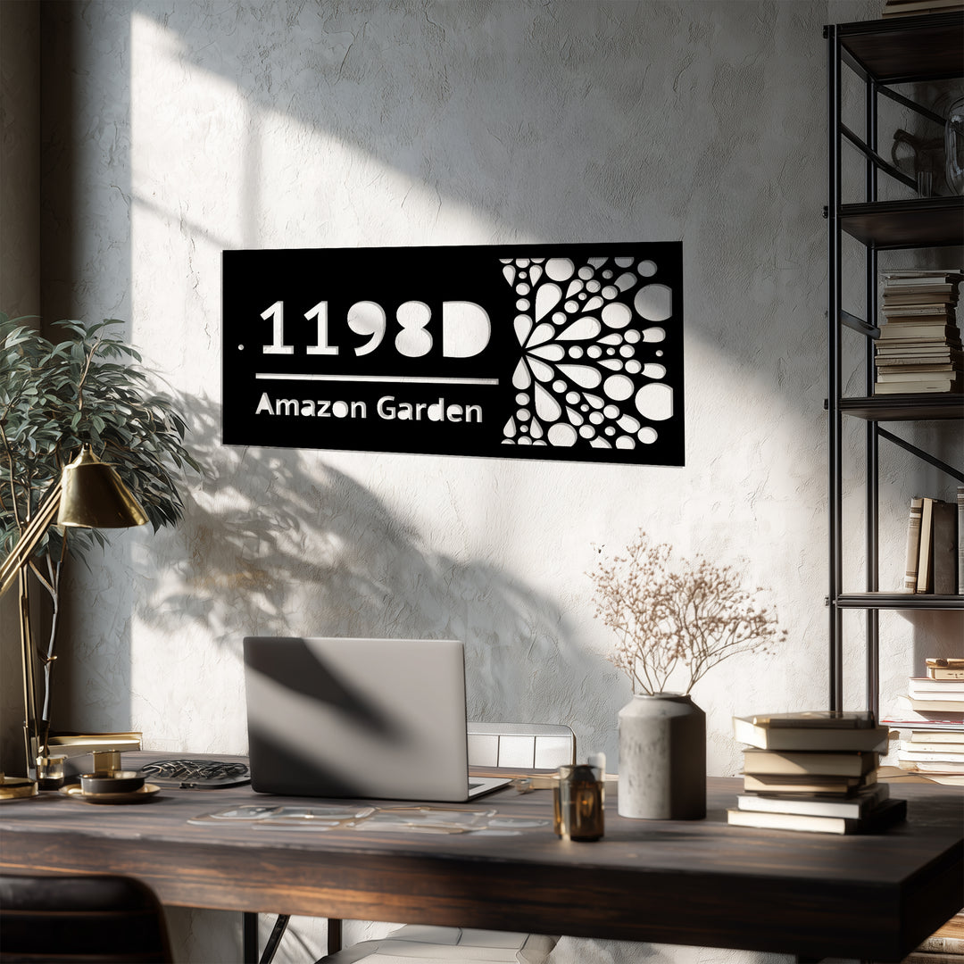 Custom Metal Address Plaque – Modern Raindrop Design House Number Sign