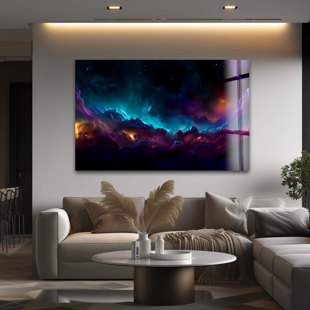 Portal to the Cosmos – Abstract Galaxy Dreamscape Glass Wall Art