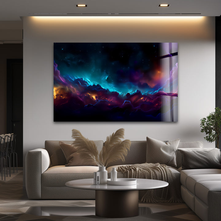 Portal to the Cosmos – Abstract Galaxy Dreamscape Glass Wall Art