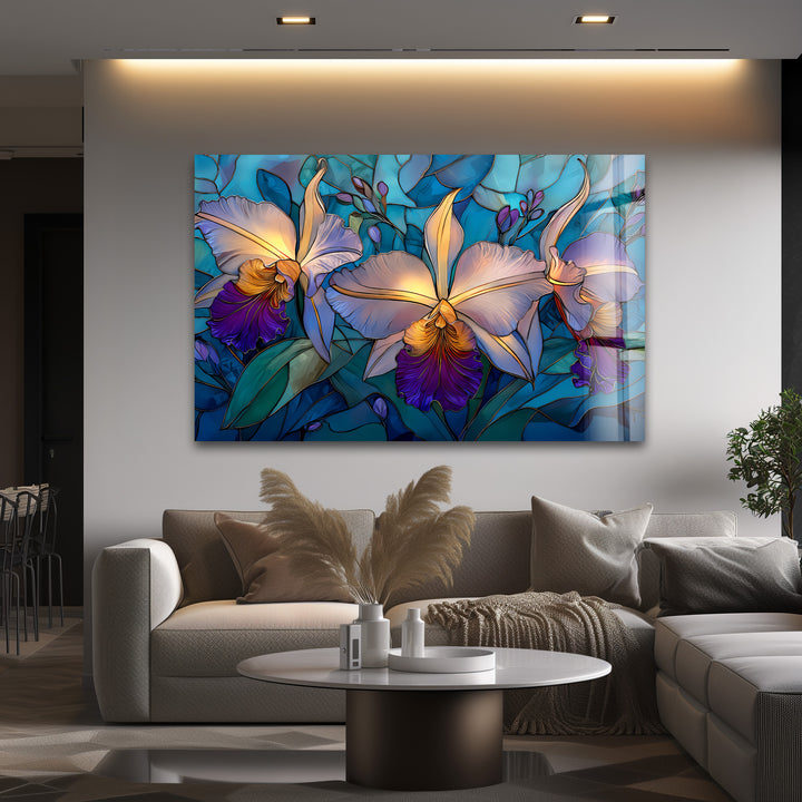 Orchid Symphony – Tropical Bloom Glass Wall Art
