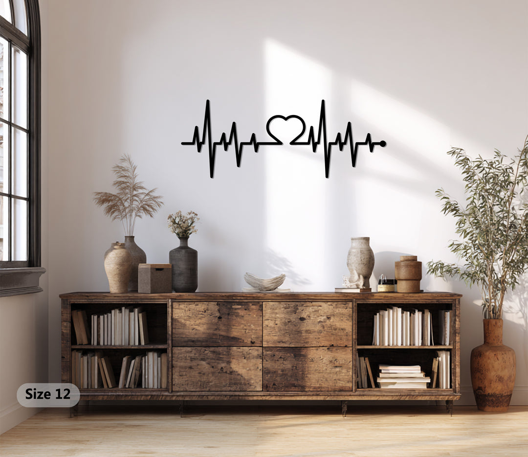 Love heartbeat metal wall art