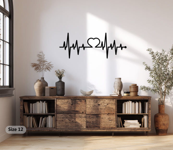 Love heartbeat metal wall art