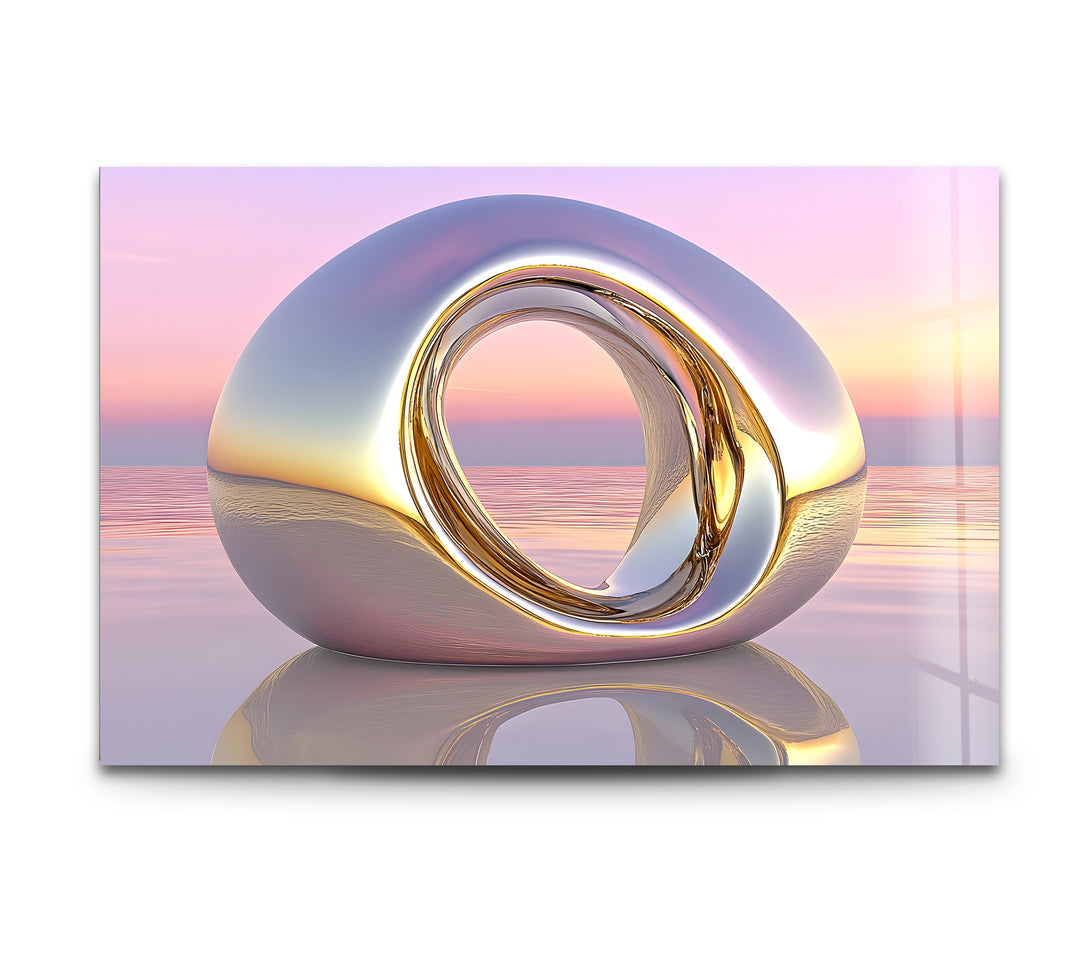 Lumina Dawn Sculpture – Polished Chrome Orb Glass Wall Art