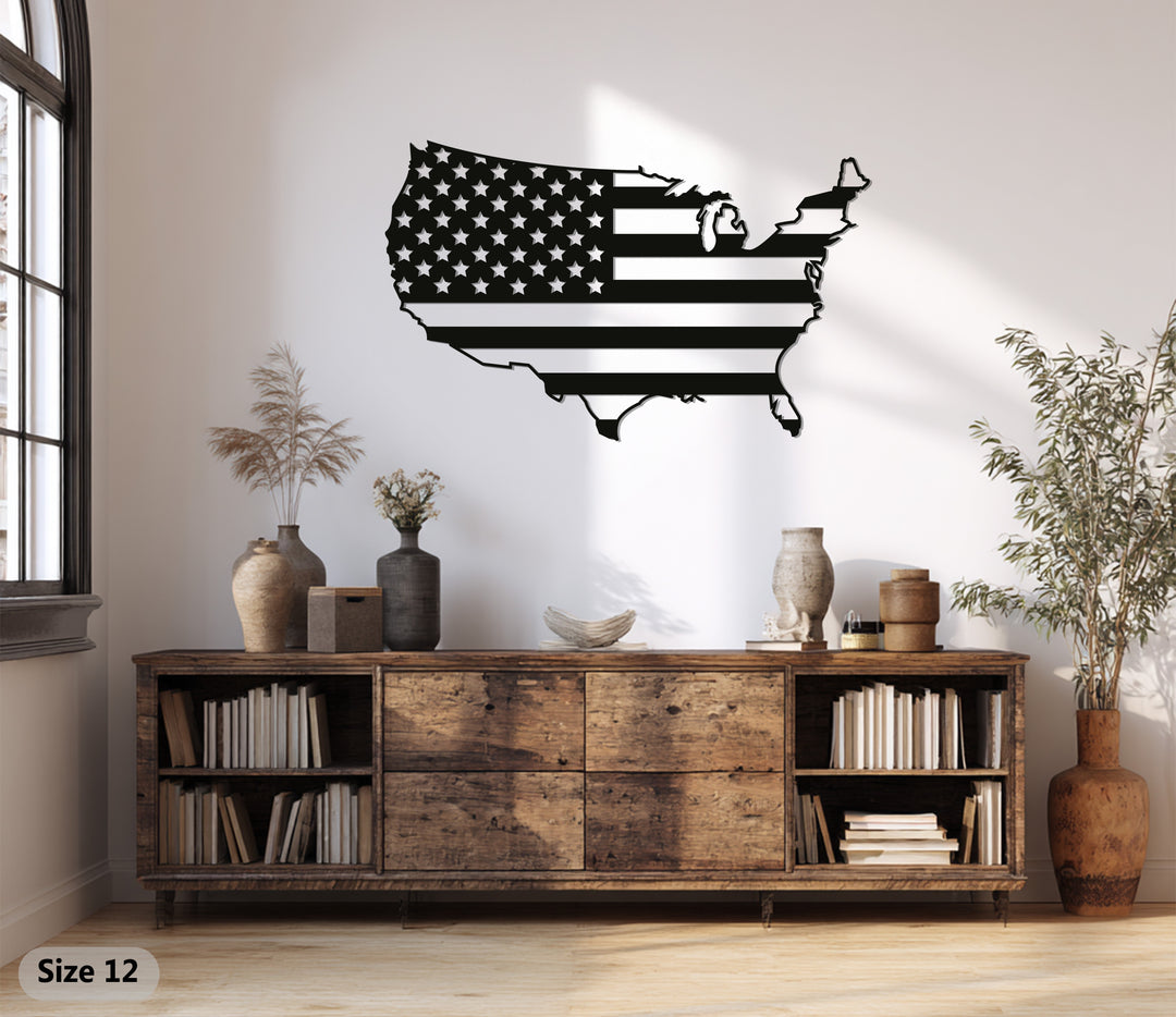 USA Map Metal Wall Art – American Flag Design
