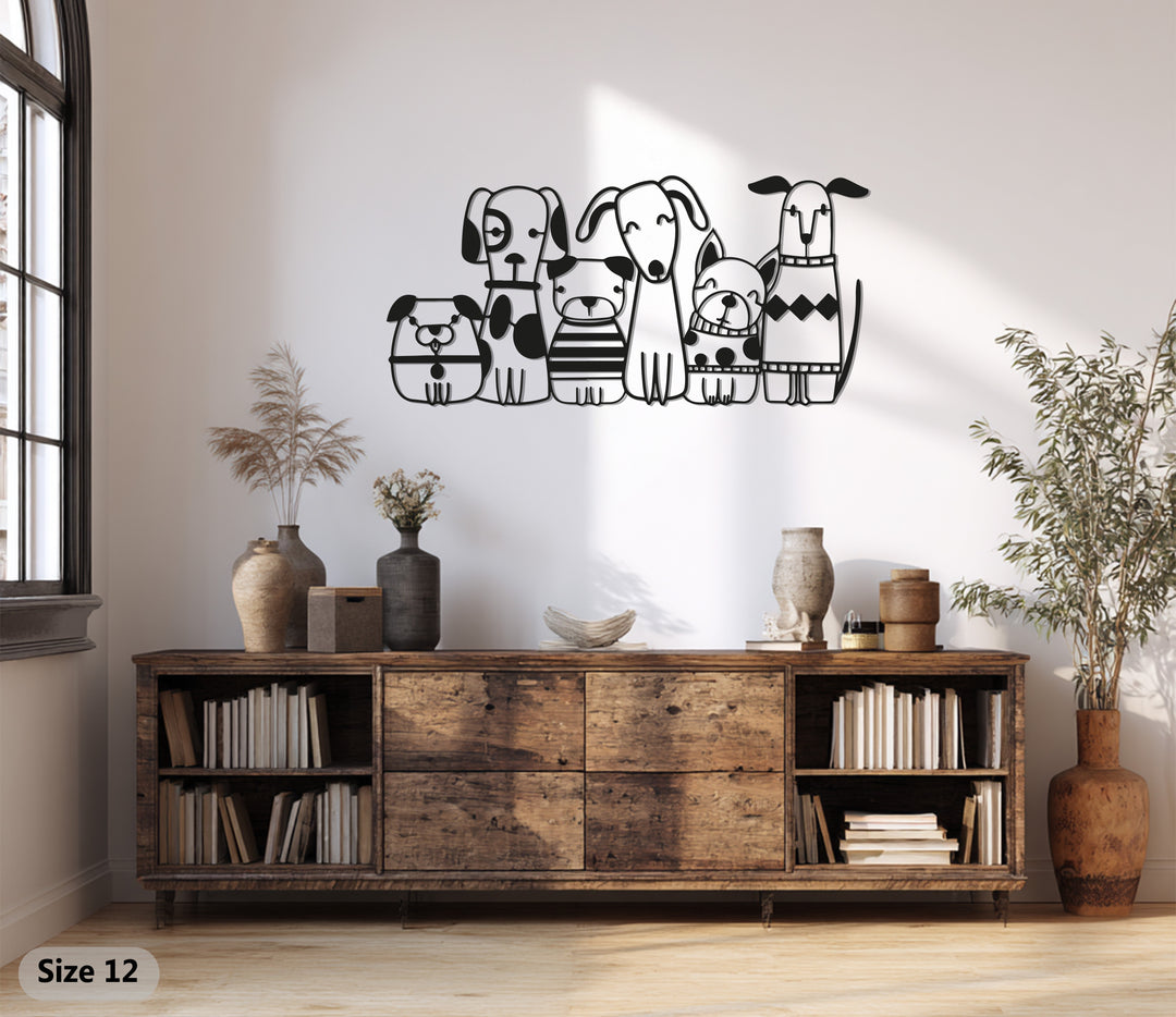 Playful Dogs Metal Wall Art – Puppy Silhouette Design