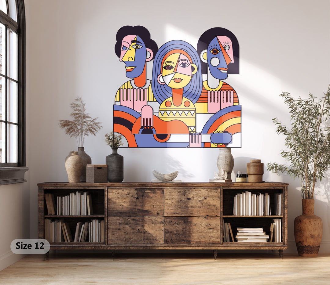 Melodic Harmony – Abstract Musician Trio Cubist Metal Wall Art