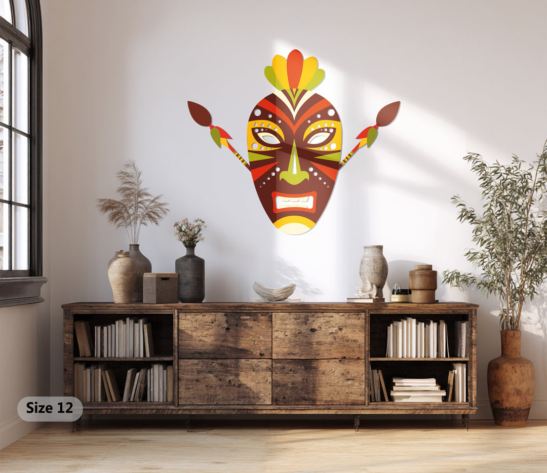 African Tribal Mask Metal Wall Art – Bold Ethnic Wall Decor