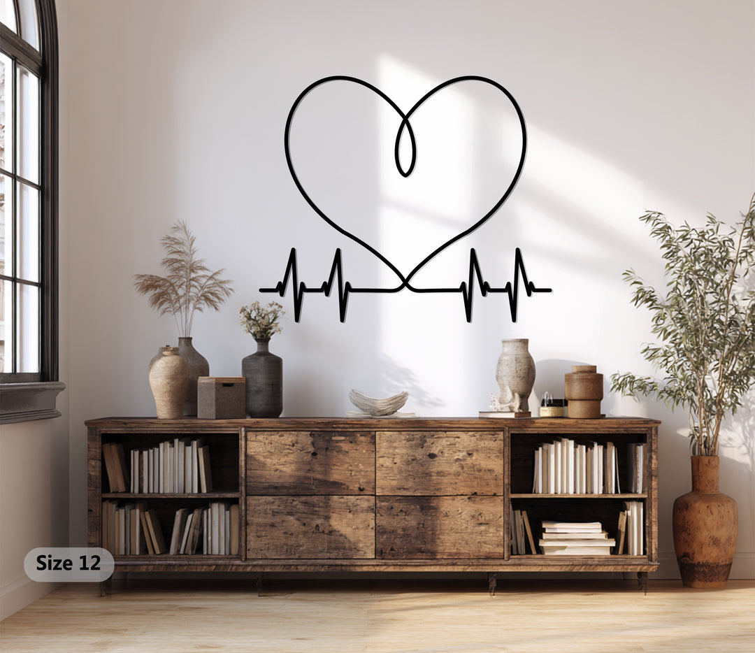 Heartbeat infinity heart metal wall decor