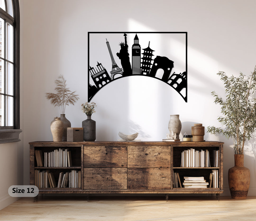 Travel themed metal wall decoration