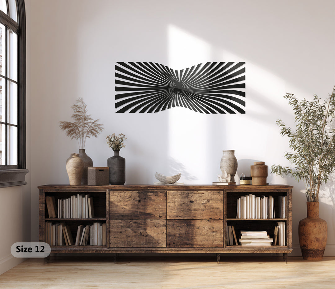 Optical Illusion Metal Wall Art – Modern Black Geometric Décor