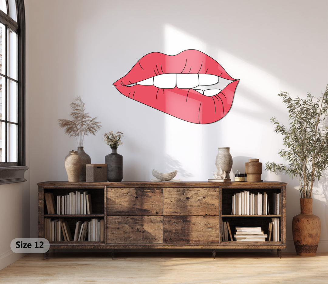 Red Lips Metal Wall Art – Modern Sensual Pop Art Home Decor