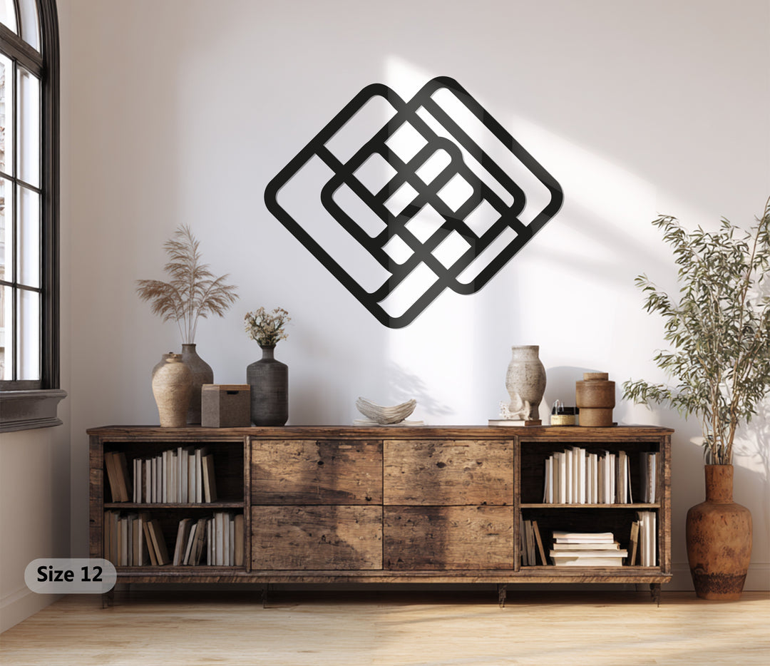 Geometric Woven Squares Metal Wall Art – Modern Abstract Décor
