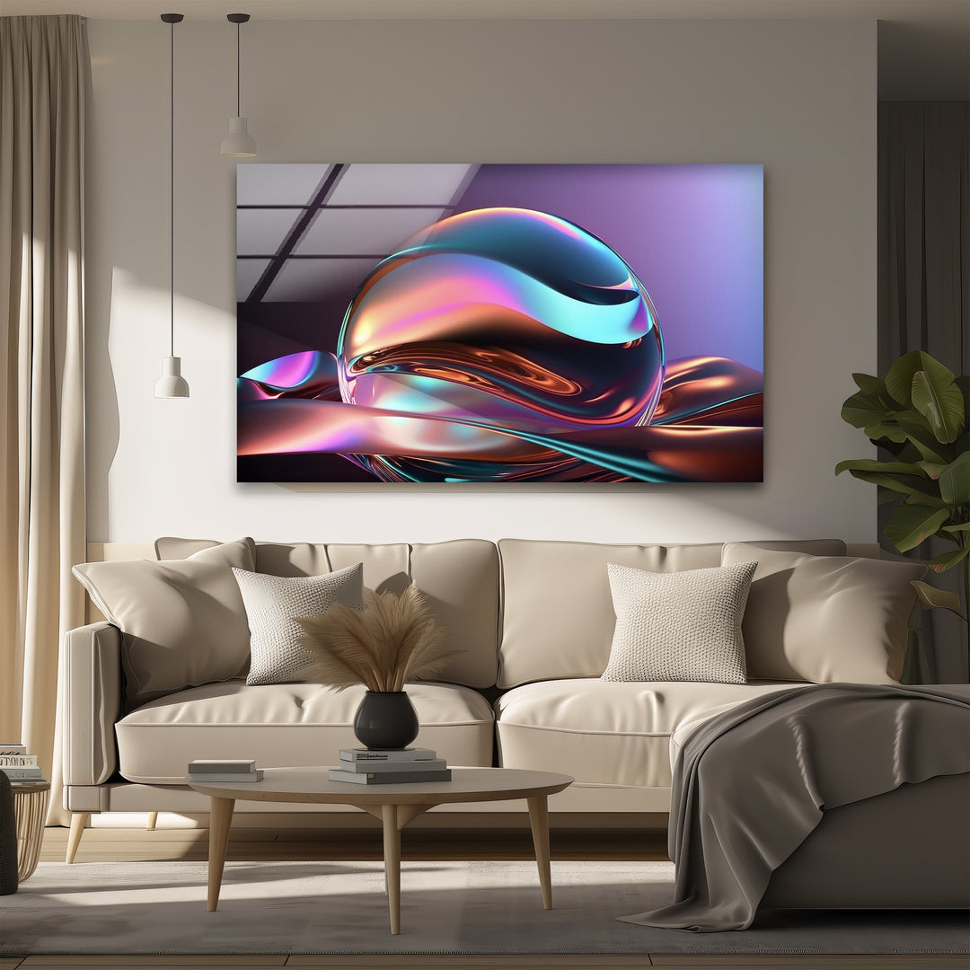 Spectrum Orb Reflection – Iridescent Sphere Glass Wall Art