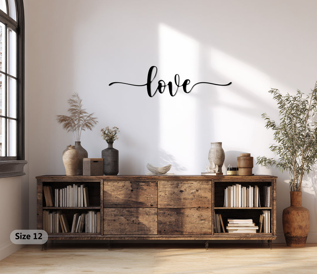 Elegant Script Love – Modern Metal Wall Art