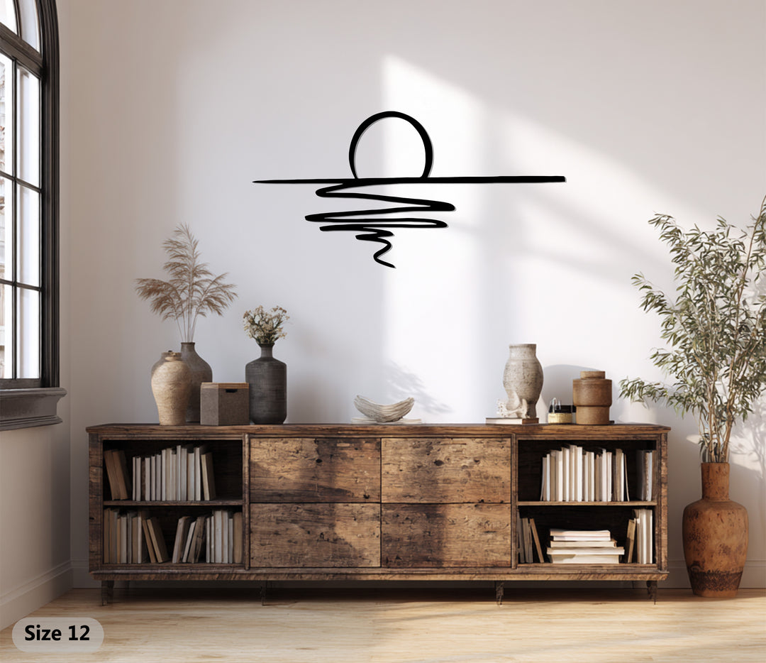 Abstract Sunset Metal Wall Art – Minimalist Coastal Decor