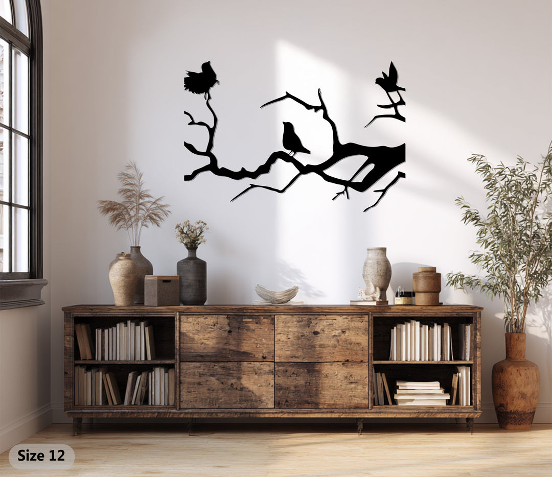 Birds on Branch Metal Wall Art – Nature-Inspired Silhouette