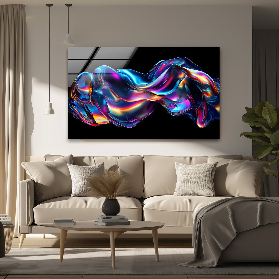Neon Liquid Pulse – Vibrant Chromatic Flow Glass Wall Art