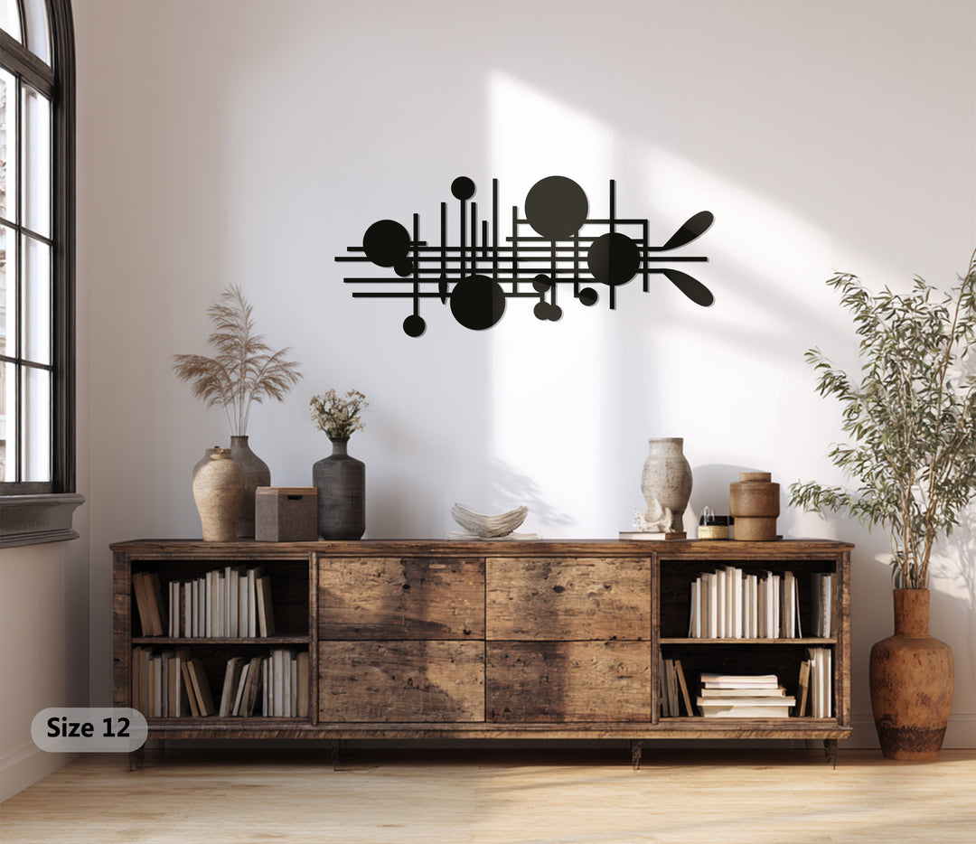 Abstract Circles & Lines Metal Wall Art – Modern Geometric Sculpture