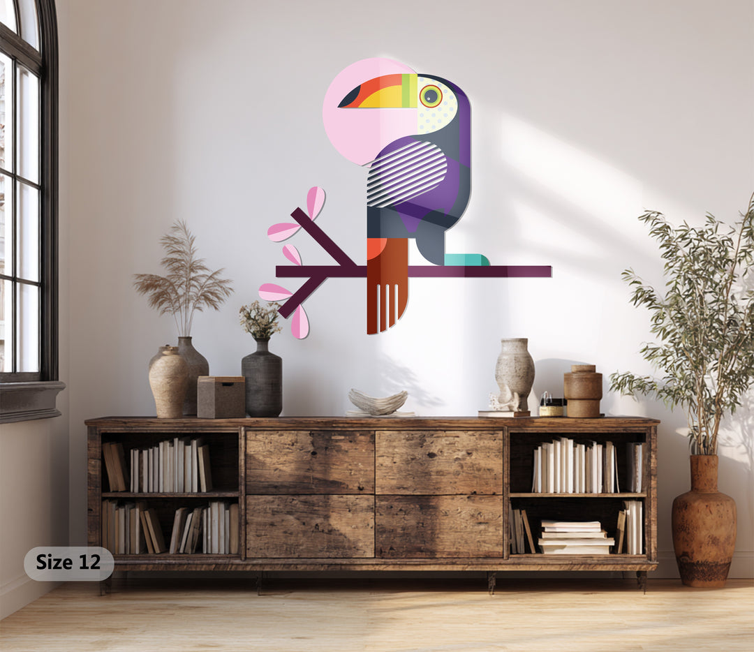 Modern Toucan Metal Wall Art – Colorful Geometric Bird Home Decor