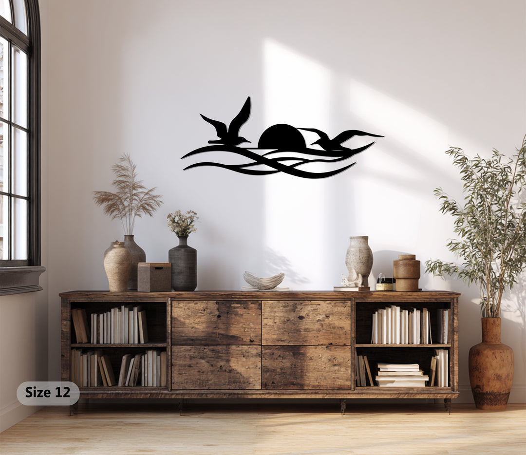 Sunset Birds Metal Wall Art – Modern Coastal Home Décor